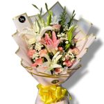Lily and pink rose bouquet