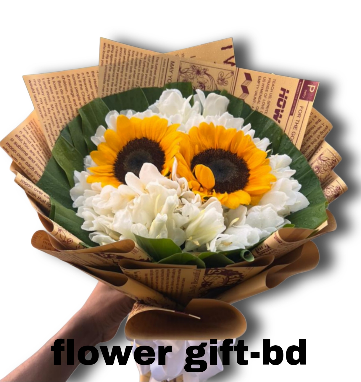 6dcc83d3-e6a7-4112-b0ab-b393894e4ce3 Premium fresh dulonchapa and sunflower hand bouquet - Image 1