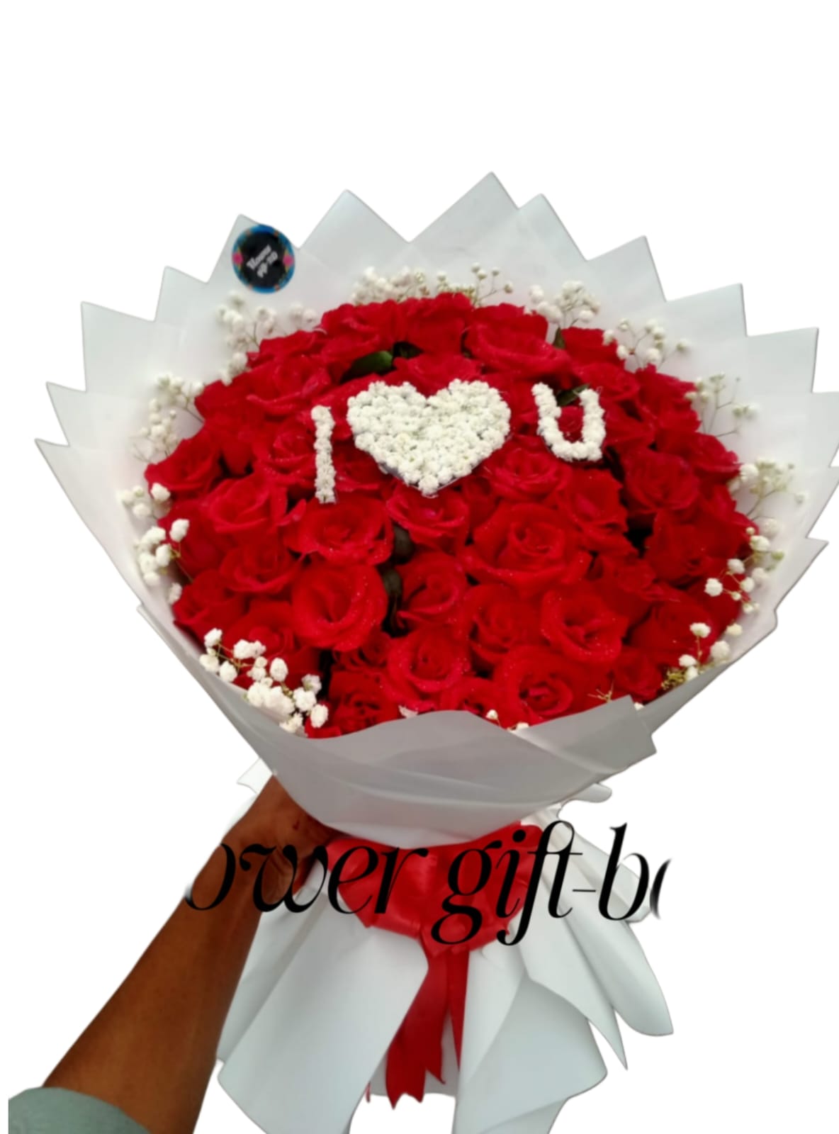 9255a54e-64fa-4ea0-81a5-ec904a4a4e23 Premium fresh red rose l love you hand bouquet - Image 1