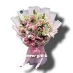 Premium fresh lily and pink rose hand bouquet