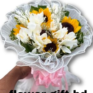 Fresh Dolonchapa and sunflower bouquet delivery in Dhaka