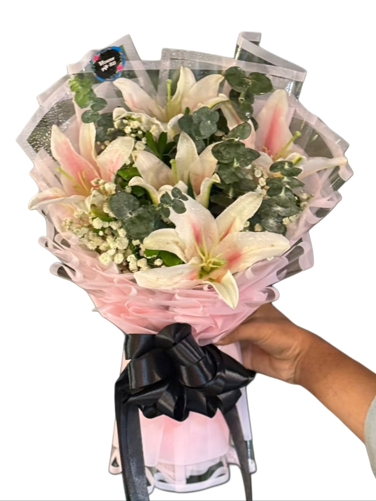 elegant pink lily bouquet in dhaka