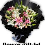 pink and white lily bouquet in dhaka
