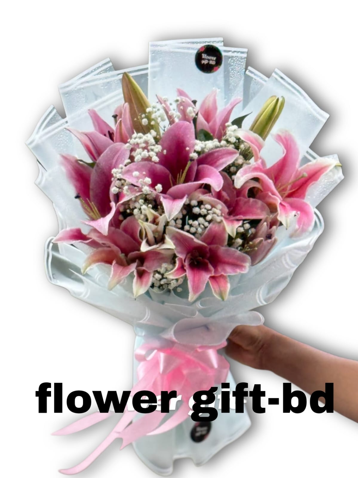 fresh pink lily bouquet delivery dhaka for birthday,anniversary, and romantic surprise