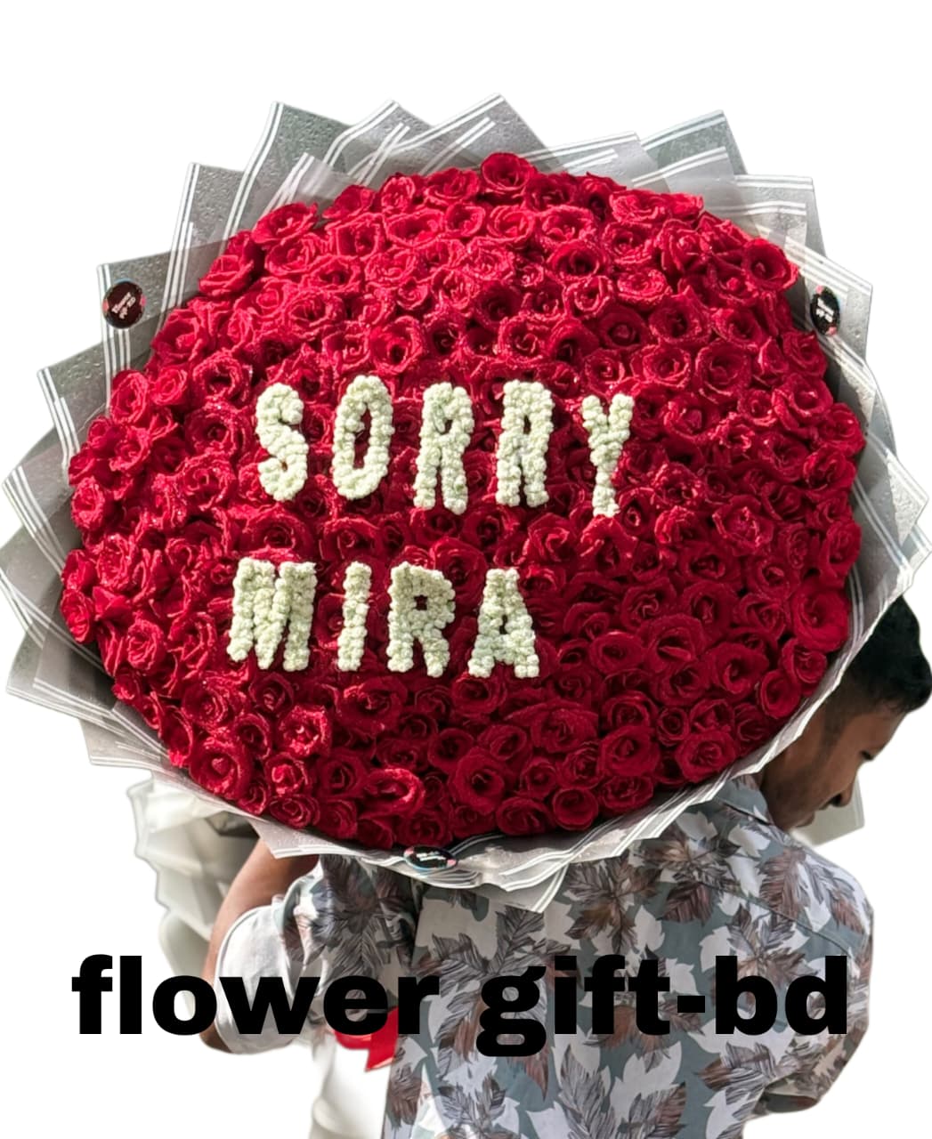 300 Pcs Red Rose Sorry Bouquet in Dhaka